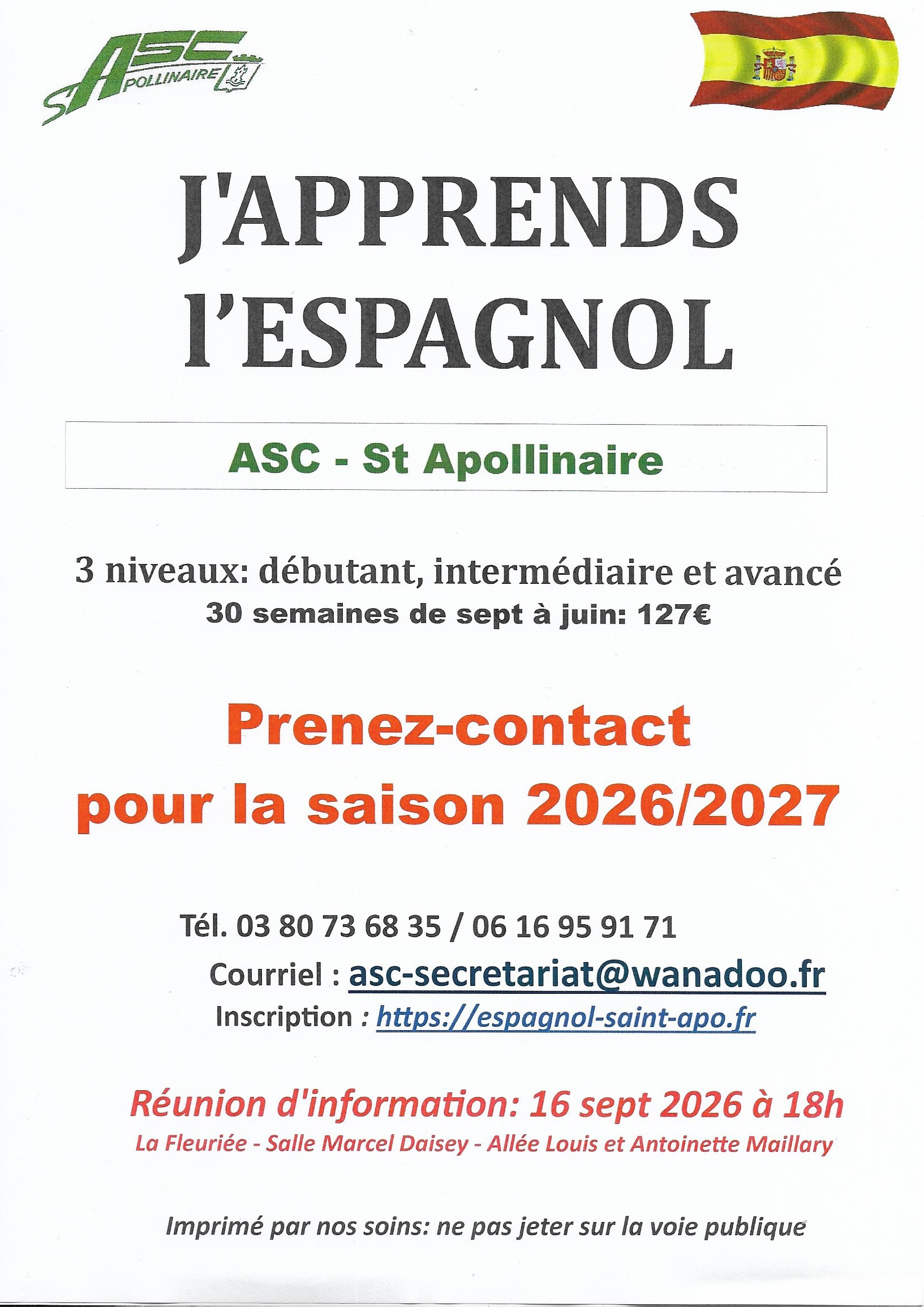 Affiche Espagnol 2026
